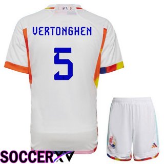 Belgium (GreenONGHEN 5) Kids Away Jersey White World Cup 2022