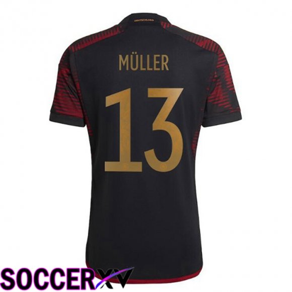 Germany (MÜLLER 13) Away Jersey Black World Cup 2022