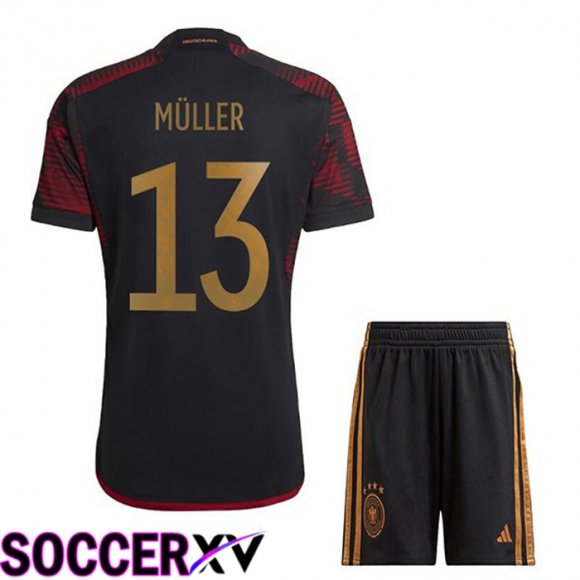 Germany (MÜLLER 13) Kids Away Jersey Black World Cup 2022