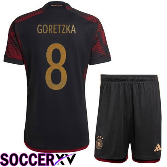 Germany (GORETZKA 8) Kids Away Jersey Black World Cup 2022