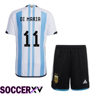 Argentina (DI MARIA 11) Kids Home Jersey Blue White World Cup 2022