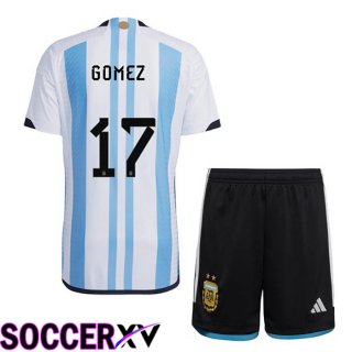 Argentina (GOMEZ 17) Kids Home Jersey Blue White World Cup 2022