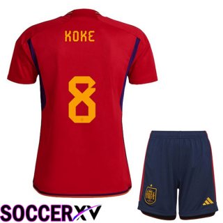 Spain (KOKE 8) Kids Home Jersey Red 2023/2023