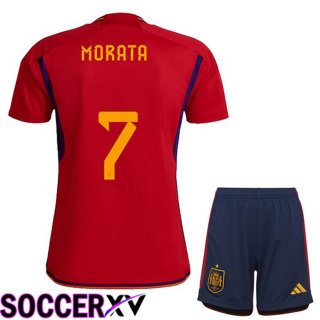 Spain (MORATA 7) Kids Home Jersey Red 2023/2023