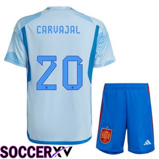 Spain (CARVAJAL 20) Kids Away Jersey Blue White 2023/2023