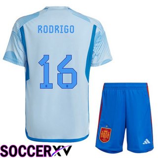 Spain (RODRIGO 16) Kids Away Jersey Blue White 2023/2023