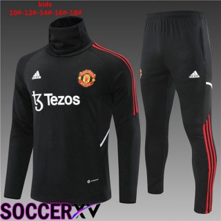 Manchester United High collar Kids Training Tracksuit Black 2022/2023