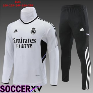 Real Madrid High collar Kids Training Tracksuit White 2022/2023