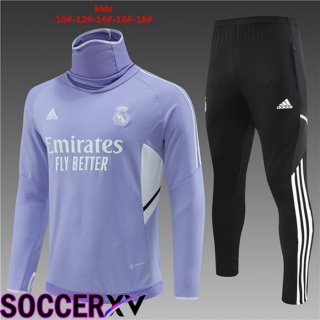 Real Madrid High collar Kids Training Tracksuit Purple 2022/2023