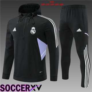 Real Madrid Kids Training Tracksuit Hoodie Black 2022/2023