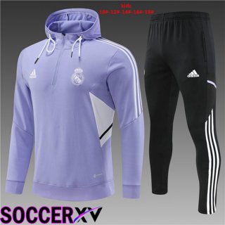 Real Madrid Kids Training Tracksuit Hoodie Purple 2022/2023