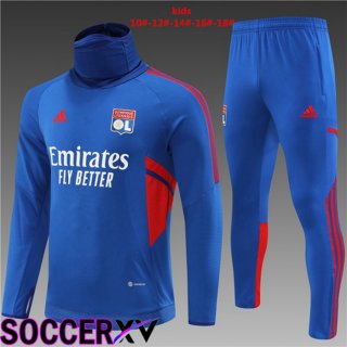 Olympique Lyon High collar Kids Training Tracksuit Blue 2022/2023