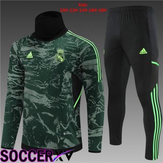 Real Madrid High collar Kids Training Jacket Suit Green 2022/2023