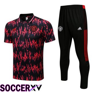 Manchester United Polo Jersey + Pants Black Red 2022/2023