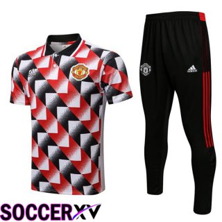 Manchester United Polo Jersey + Pants Black Red White 2022/2023