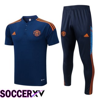 Manchester United Polo Jersey + Pants Royal Blue 2022/2023