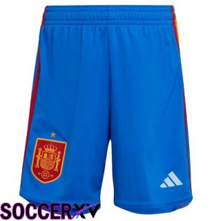 Spain Soccer Shorts Away Blue White 2022/2023