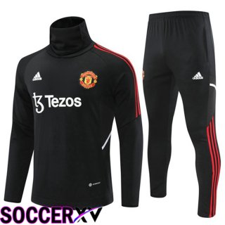 Manchester United High collar Training Tracksuit Black 2022/2023