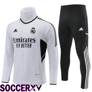 Real Madrid High collar Training Tracksuit White 2022/2023