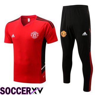 Manchester United Training T Jersey + Pants Red 2022/2023