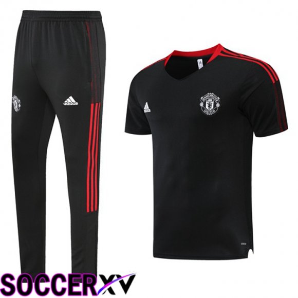 Manchester United Training T Jersey + Pants Black 2022/2023