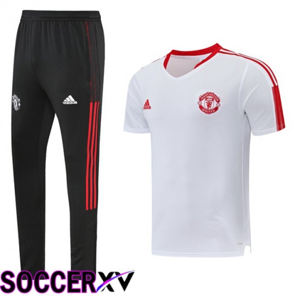 Manchester United Training T Jersey + Pants White 2022/2023