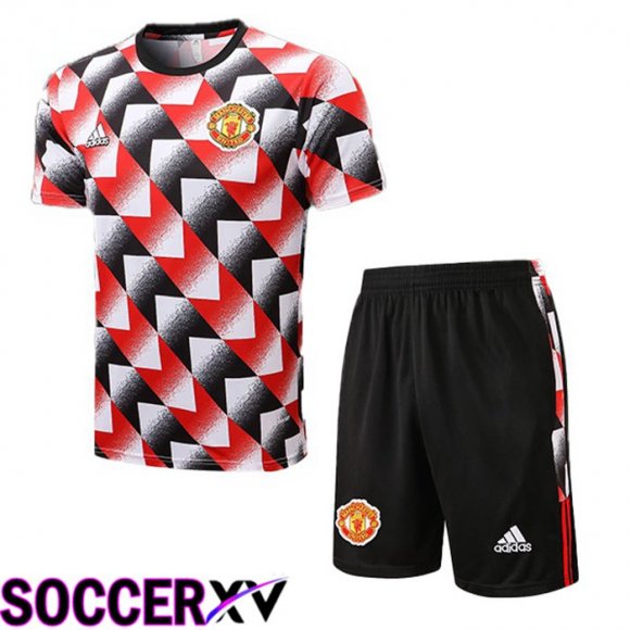 Manchester United Training T Jersey + Shorts Red Black 2022/2023