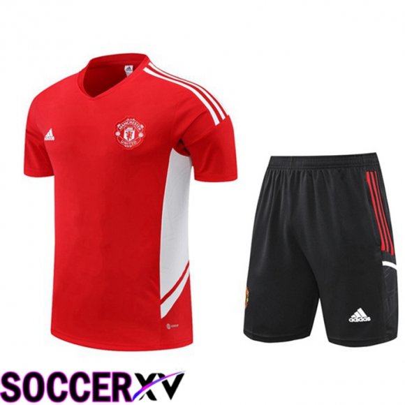 Manchester United Training T Jersey + Shorts Red 2022/2023