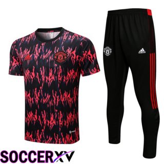 Manchester United Training T Jersey + Pants Red Black 2022/2023