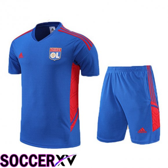 Olympique Lyon Training T Jersey + Shorts Blue 2022/2023