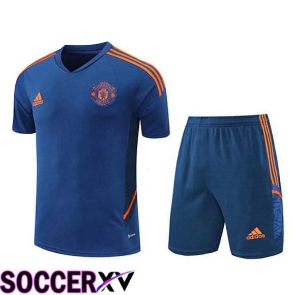 Manchester United Training T Jersey + Shorts Blue 2022/2023