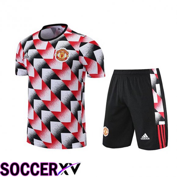 Manchester United Training T Jersey + Shorts Red Black 2022/2023