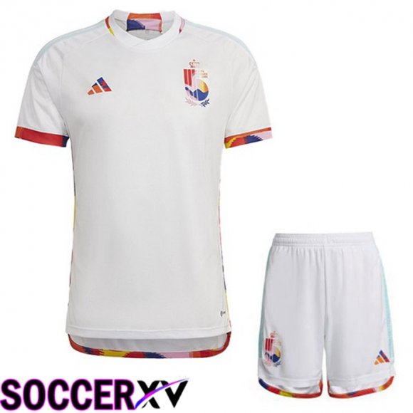 Belgium Kids Away Jersey White World Cup 2022