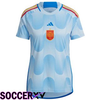 Spain Womens Away Jersey Blue White World Cup 2022