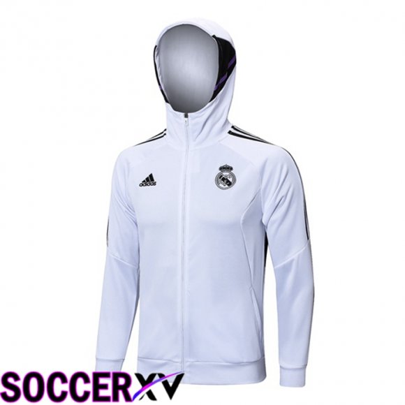 Real Madrid Training Jacket Hoodie White 2023/2024