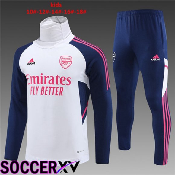 FC Arsenal High collar Kids Training Tracksuit Suit White 2023/2024