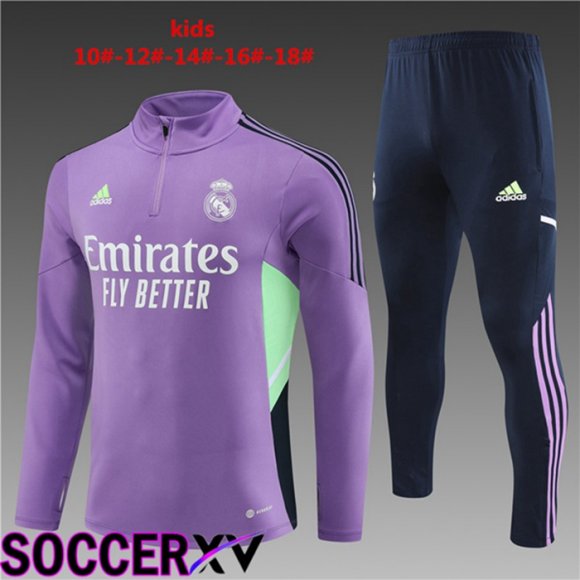 Real Madrid Kids Training Tracksuit Suit Purple 2023/2024