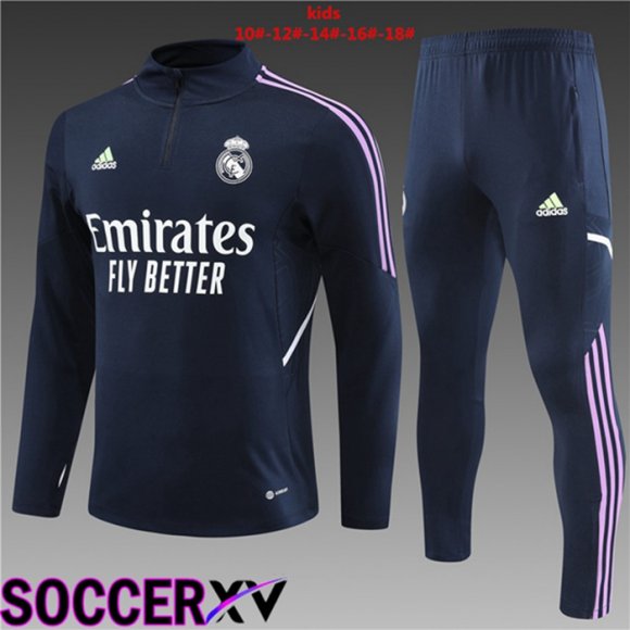 Real Madrid Kids Training Tracksuit Suit Royal Blue 2023/2024