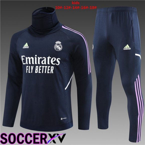 Real Madrid Kids High collar Training Tracksuit Suit Royal Blue 2023/2024