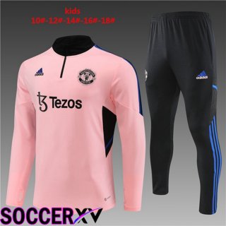 Manchester United Kids Training Tracksuit Suit Pink 2023/2024