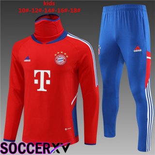 Bayern Munich Kids High collar Training Tracksuit Suit Red 2023/2024