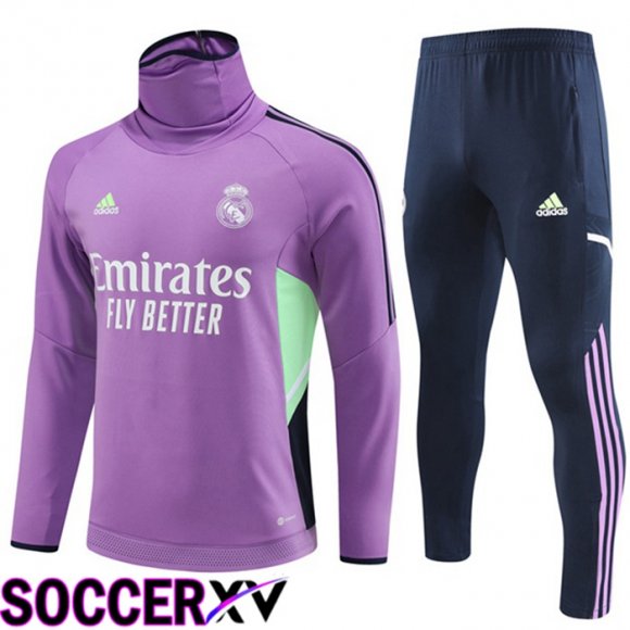 Real Madrid High collar Training Tracksuit Suit Purple 2023/2024