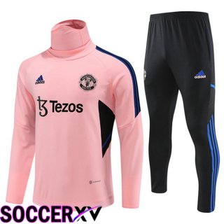 Manchester United High collar Training Tracksuit Suit Pink 2023/2024