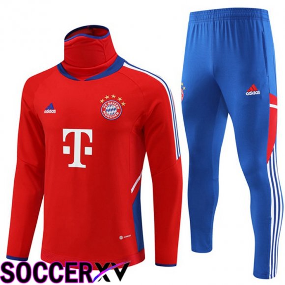 Bayern Munich High collar Training Tracksuit Suit Red 2023/2024