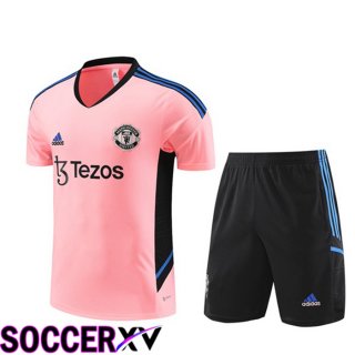 Manchester United Training T Shirt + Shorts Pink 2023/2024