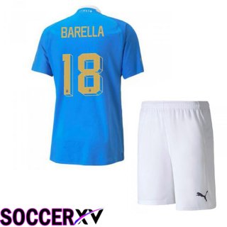 Italy（Barella 18）Kids Home Jersey Blue 2023/2023