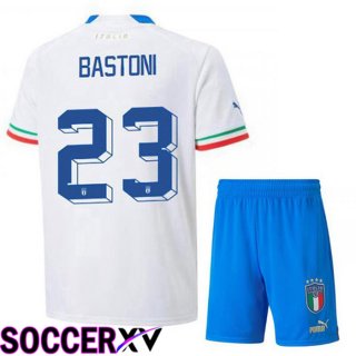 Italy (Bastoni 23) Kids Away Jersey White 2023/2023