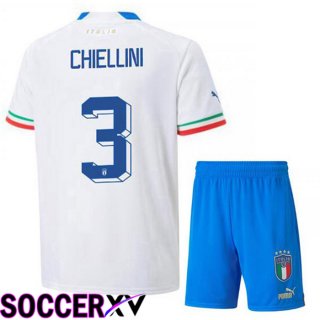 Italy (Chiellini 3) Kids Away Jersey White 2023/2023