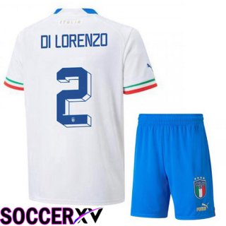 Italy (Di Lorenzo 2) Kids Away Jersey White 2023/2023