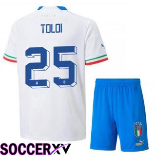 Italy (Toloi 25) Kids Away Jersey White 2023/2023